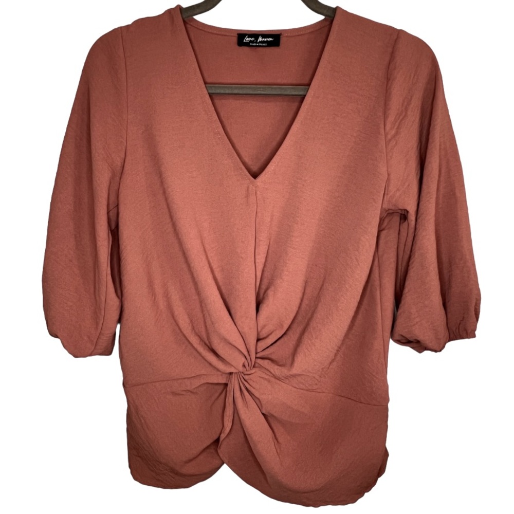 Love Maven coral mid sleeve blouse size Small *